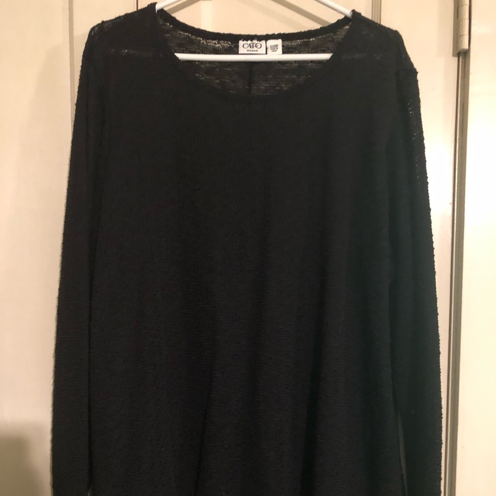 BLACK SWEATER WITH LACE DETAILS
